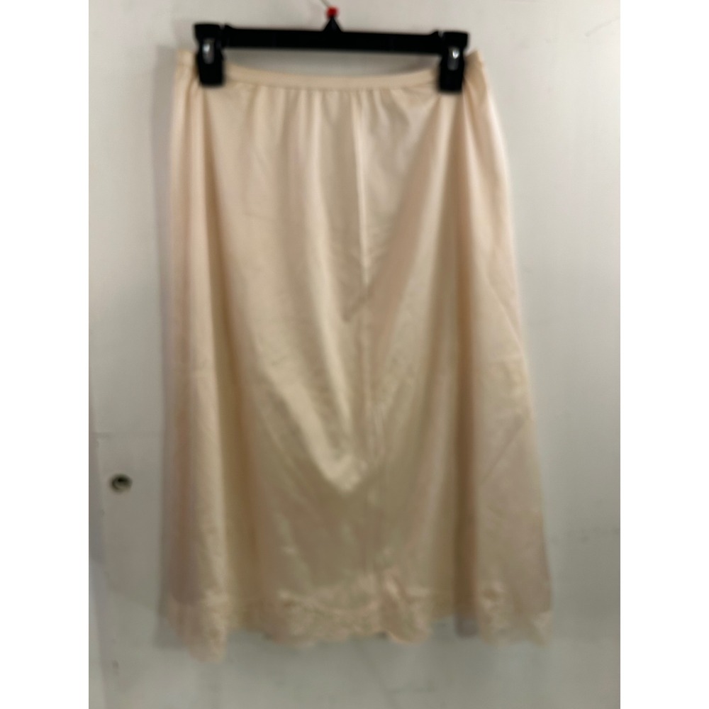 Unbranded Vintage Half Slip Skirt Medium Cream Lace Trim Silky Lingerie Womens - Picture 1 of 5